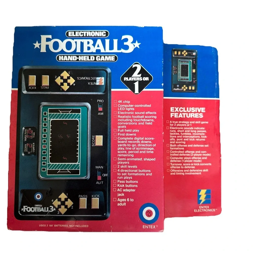 Vintage 1980 ELECTRONIC FOOTBALL 3 Entex Handheld Game / Not Working